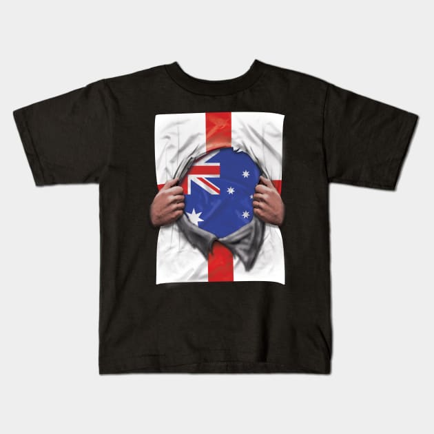 Australia Flag English Flag Ripped - Gift for English From Australia Kids T-Shirt by Country Flags